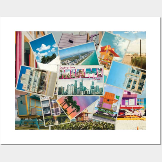 Greetings from Miami in Florida Vintage style retro souvenir Wall Art by DesignerPropo